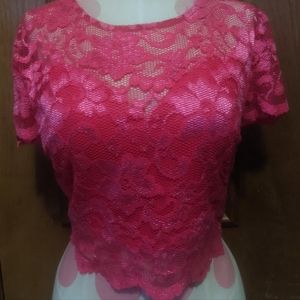 B Darling Pink floral lace shirt